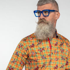 DRESSAGE HORSES CHECK  PRINT SHIRT - Premium Men's Patterned Shirt by Claudio Lugli | Bold Design, Tailored Fit, Best Printed Shirts