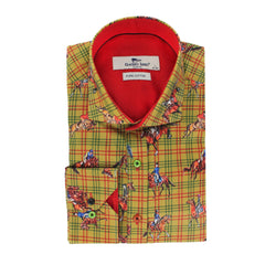 DRESSAGE HORSES CHECK  PRINT SHIRT - Premium Men's Patterned Shirt by Claudio Lugli | Bold Design, Tailored Fit, Best Printed Shirts