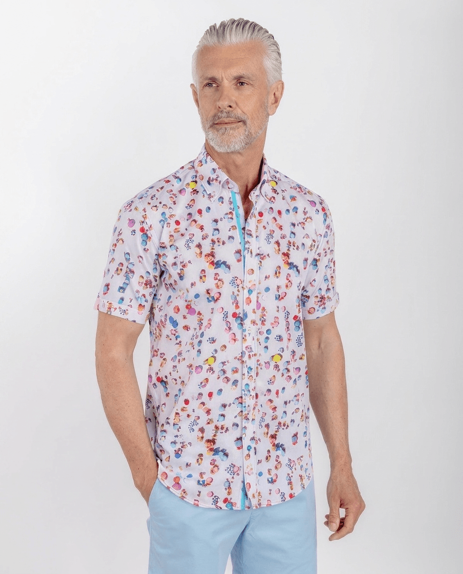 Drone Beach Printed Short Sleeve Shirt - Claudio Lugli Shirts
