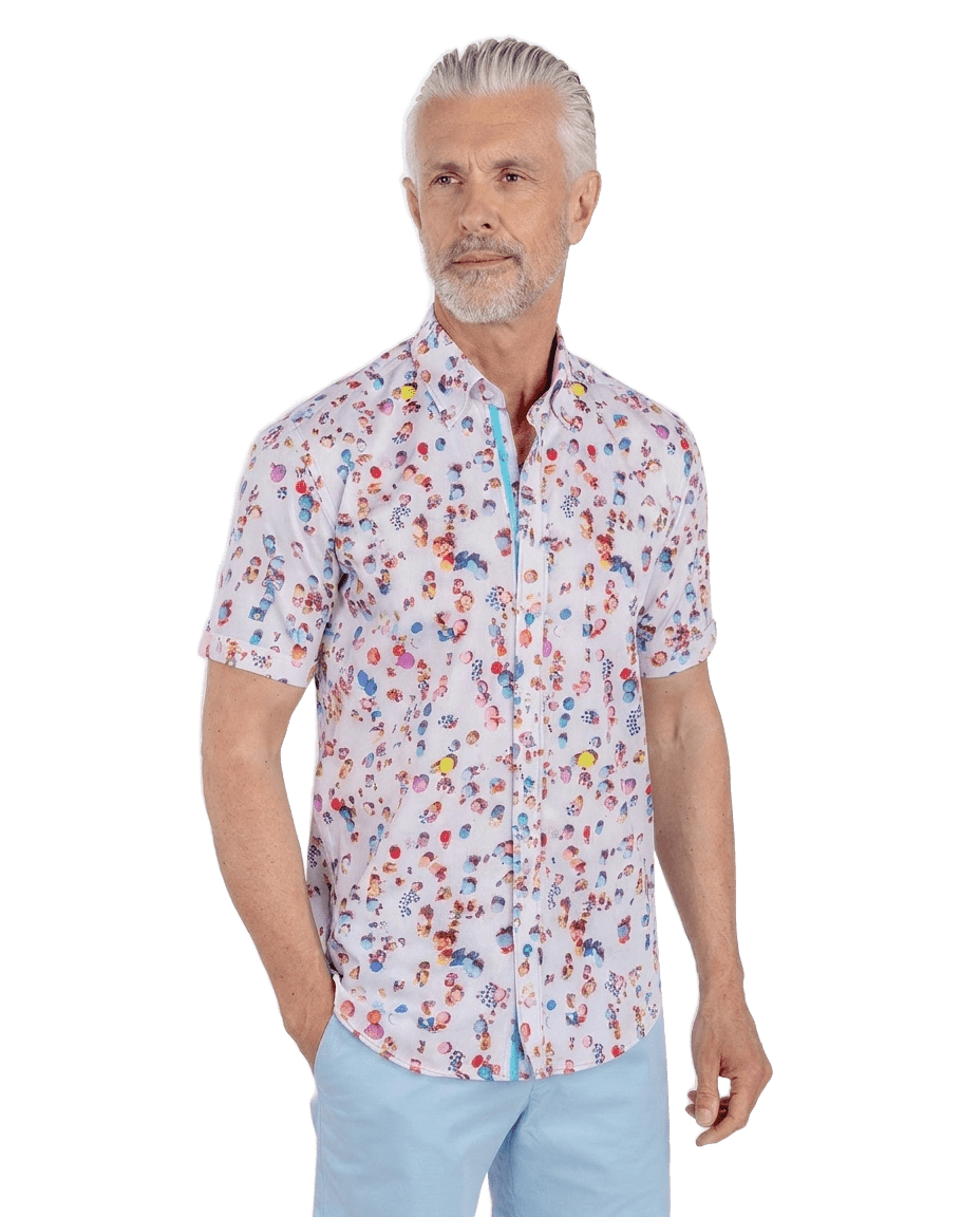 Drone Beach Printed Short Sleeve Shirt - Claudio Lugli Shirts
