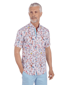Drone Beach Printed Short Sleeve Shirt - Claudio Lugli Shirts