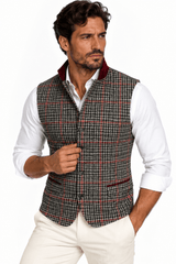 Estate Check Sleeveless Jacket with Pheasant Back - Claudio Lugli Shirts