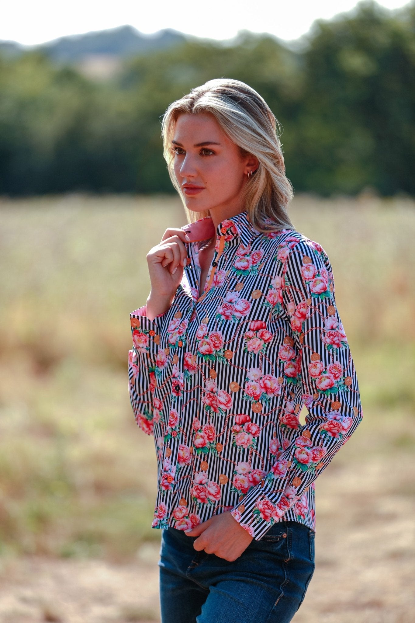 POPPY heart stripe shirt Poppy-Cotton Pink Stripes Oversized