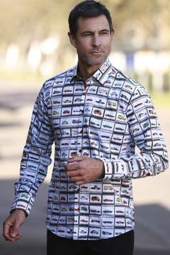 FAMOUS CARS PRINT SHIRT – Premium Men's Patterned Shirt by Claudio Lugli | Bold Design, Tailored Fit, Best Printed Shirts