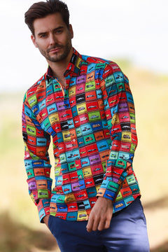 FAMOUS CARS PRINT SHIRT – Premium Men's Patterned Shirt by Claudio Lugli | Bold Design, Tailored Fit, Best Printed Shirts