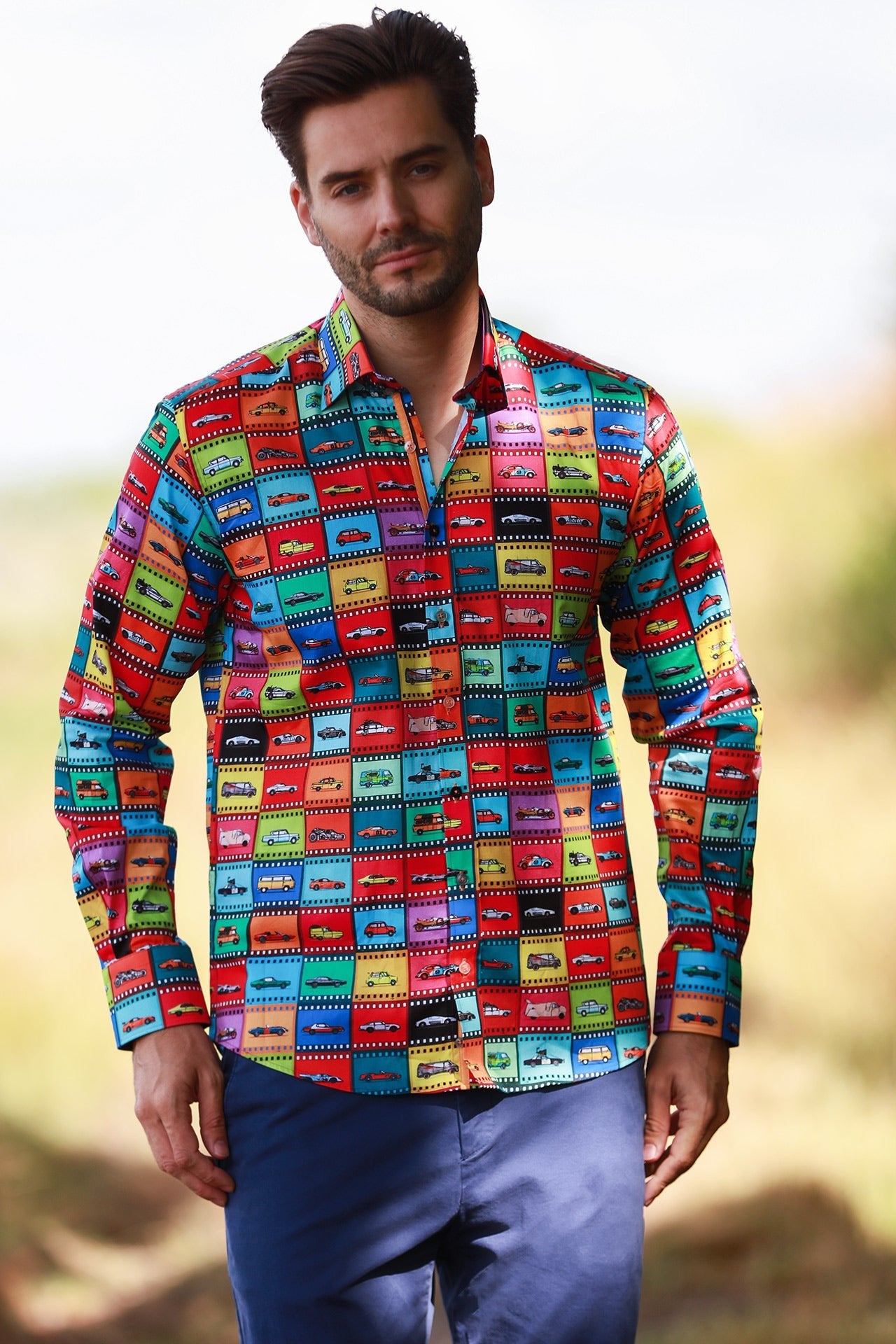 FAMOUS CARS PRINT SHIRT – Premium Men's Patterned Shirt by Claudio Lugli | Bold Design, Tailored Fit, Best Printed Shirts