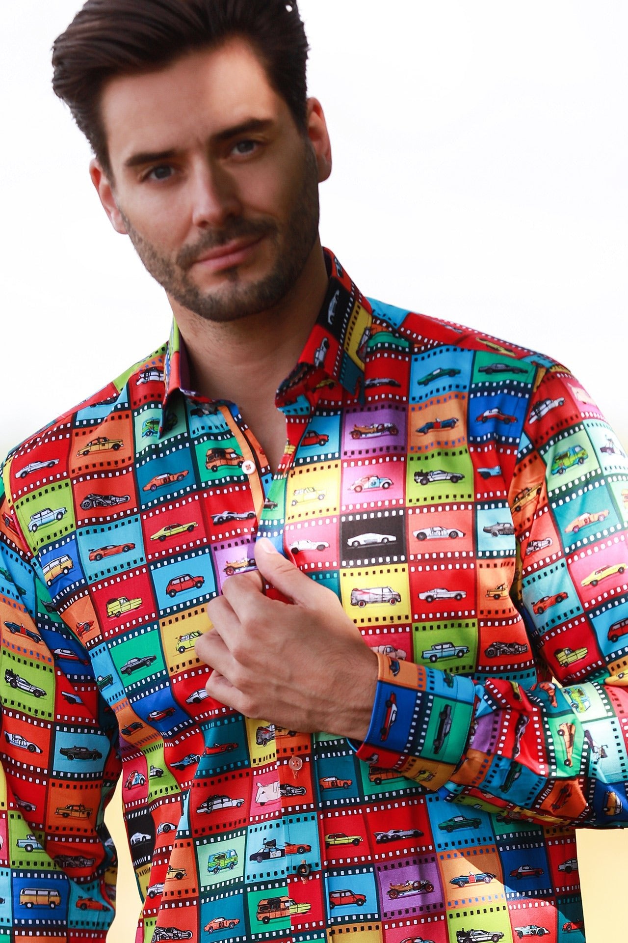 FAMOUS CARS PRINT SHIRT – Premium Men's Patterned Shirt by Claudio Lugli | Bold Design, Tailored Fit, Best Printed Shirts