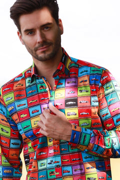 FAMOUS CARS PRINT SHIRT – Premium Men's Patterned Shirt by Claudio Lugli | Bold Design, Tailored Fit, Best Printed Shirts