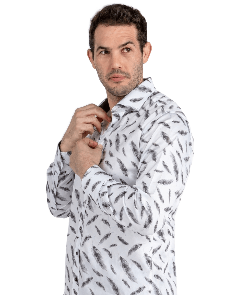 Feathers Floating Print Shirt - Claudio Lugli Shirts