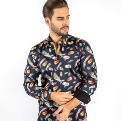 FEATHERS FLOATING PRINT SHIRT – Premium Men's Patterned Shirt by Claudio Lugli | Bold Design, Tailored Fit, Best Printed Shirts