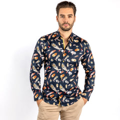 FEATHERS FLOATING PRINT SHIRT – Premium Men's Patterned Shirt by Claudio Lugli | Bold Design, Tailored Fit, Best Printed Shirts