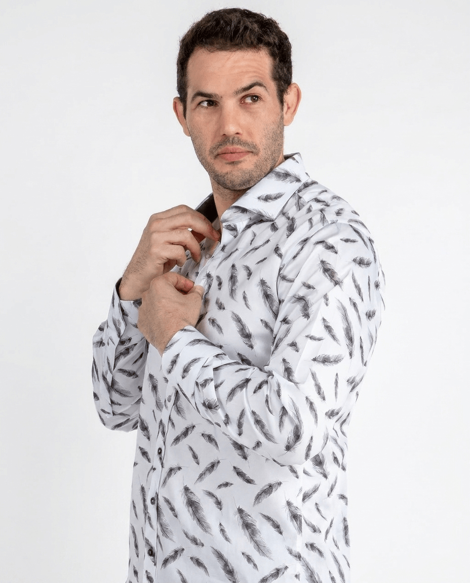 Feathers Floating Print Shirt - Claudio Lugli Shirts