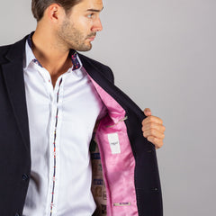 FITTED JACKET WITH PURPLE PIPING - Claudio Lugli Shirts