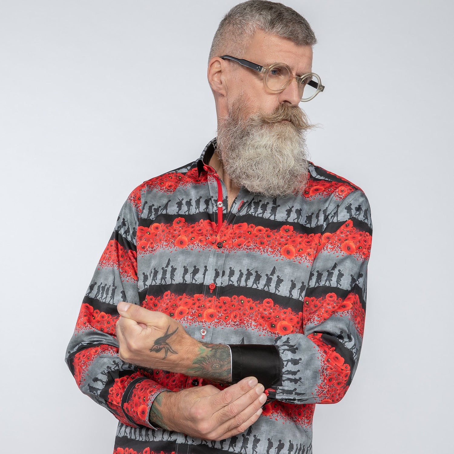 FLANDERS FIELDS COMMEMORATIVE PRINT SHIRT - Premium Men's Patterned Shirt by Claudio Lugli | Bold Design, Tailored Fit, Best Printed Shirts