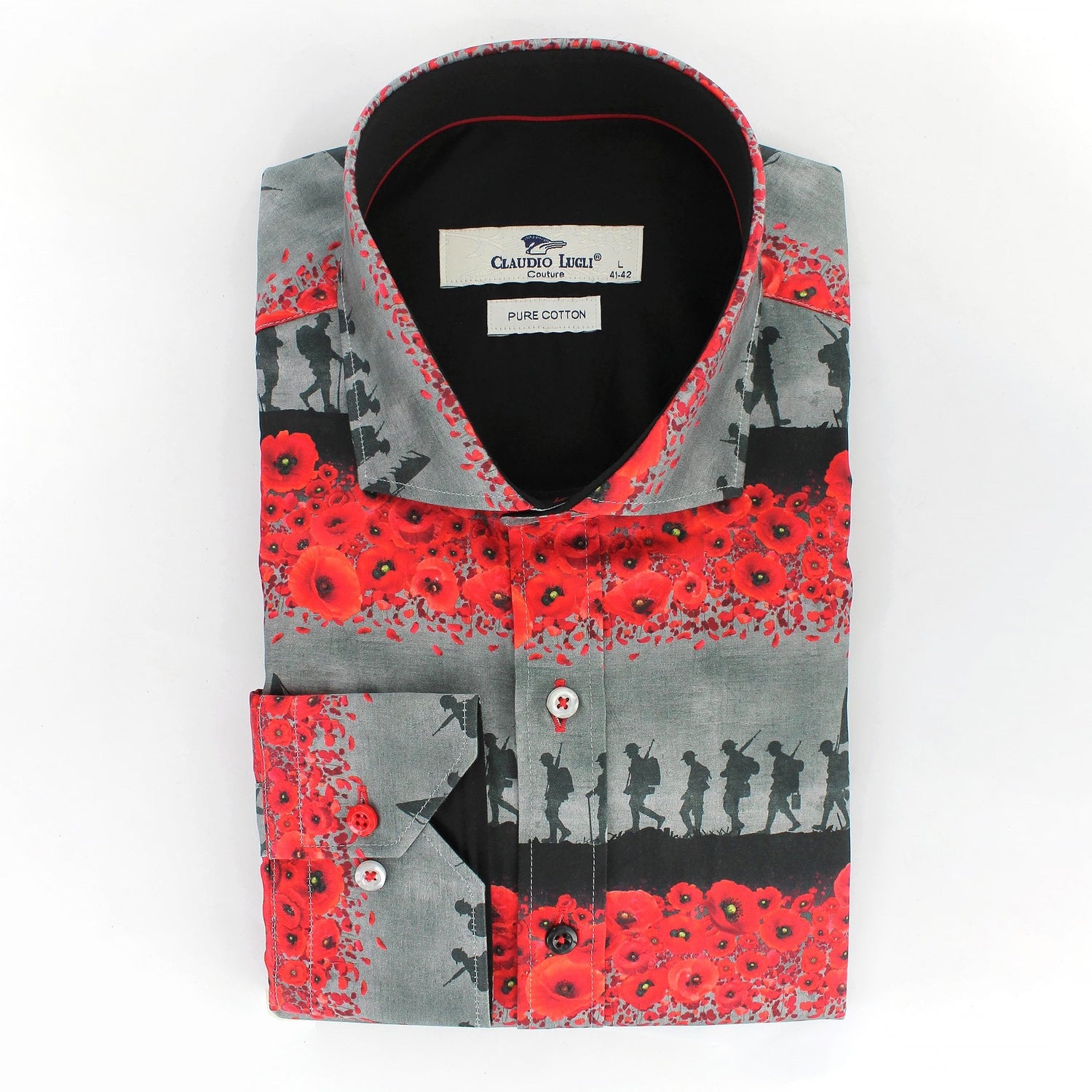 FLANDERS FIELDS COMMEMORATIVE PRINT SHIRT - Premium Men's Patterned Shirt by Claudio Lugli | Bold Design, Tailored Fit, Best Printed Shirts