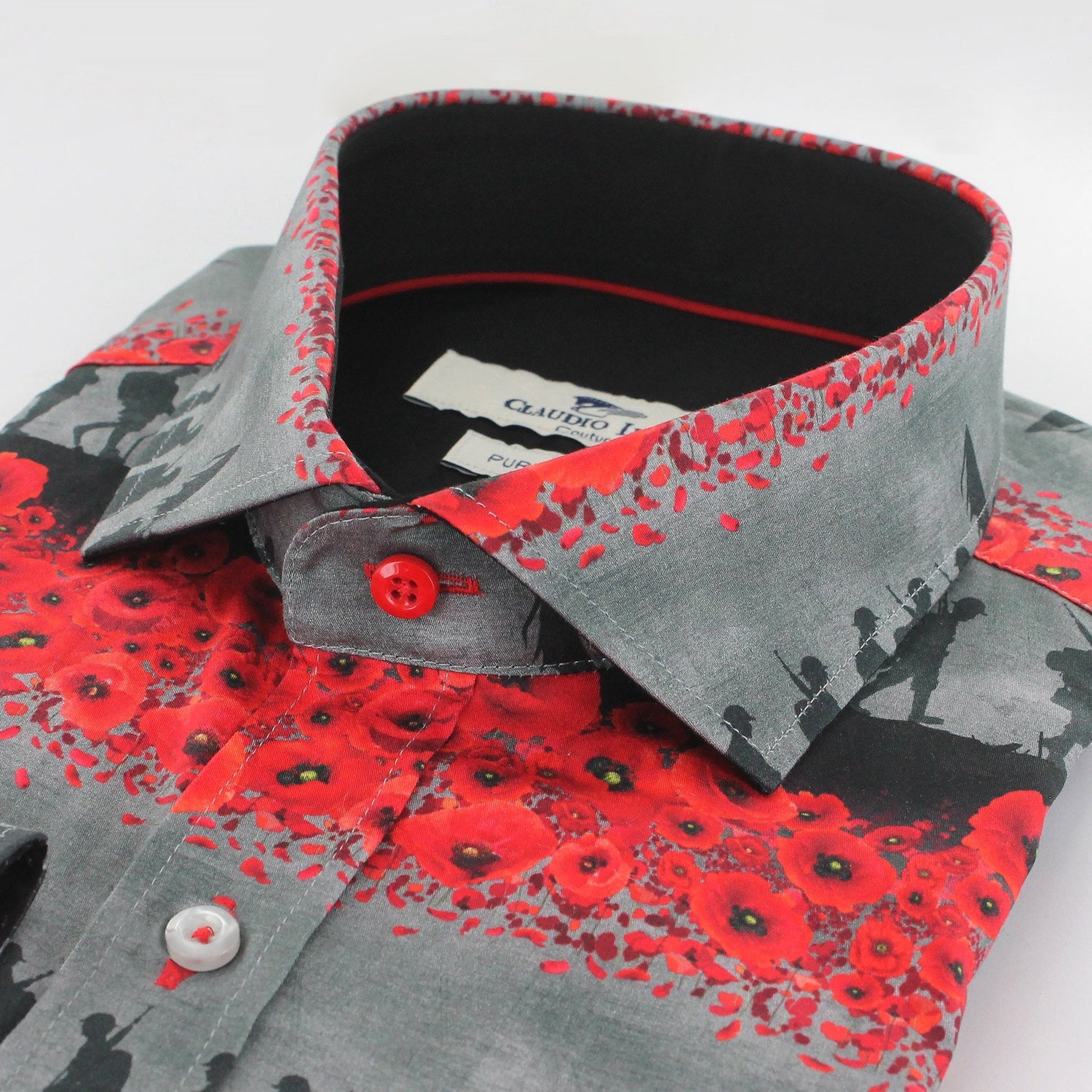 FLANDERS FIELDS COMMEMORATIVE PRINT SHIRT - Premium Men's Patterned Shirt by Claudio Lugli | Bold Design, Tailored Fit, Best Printed Shirts