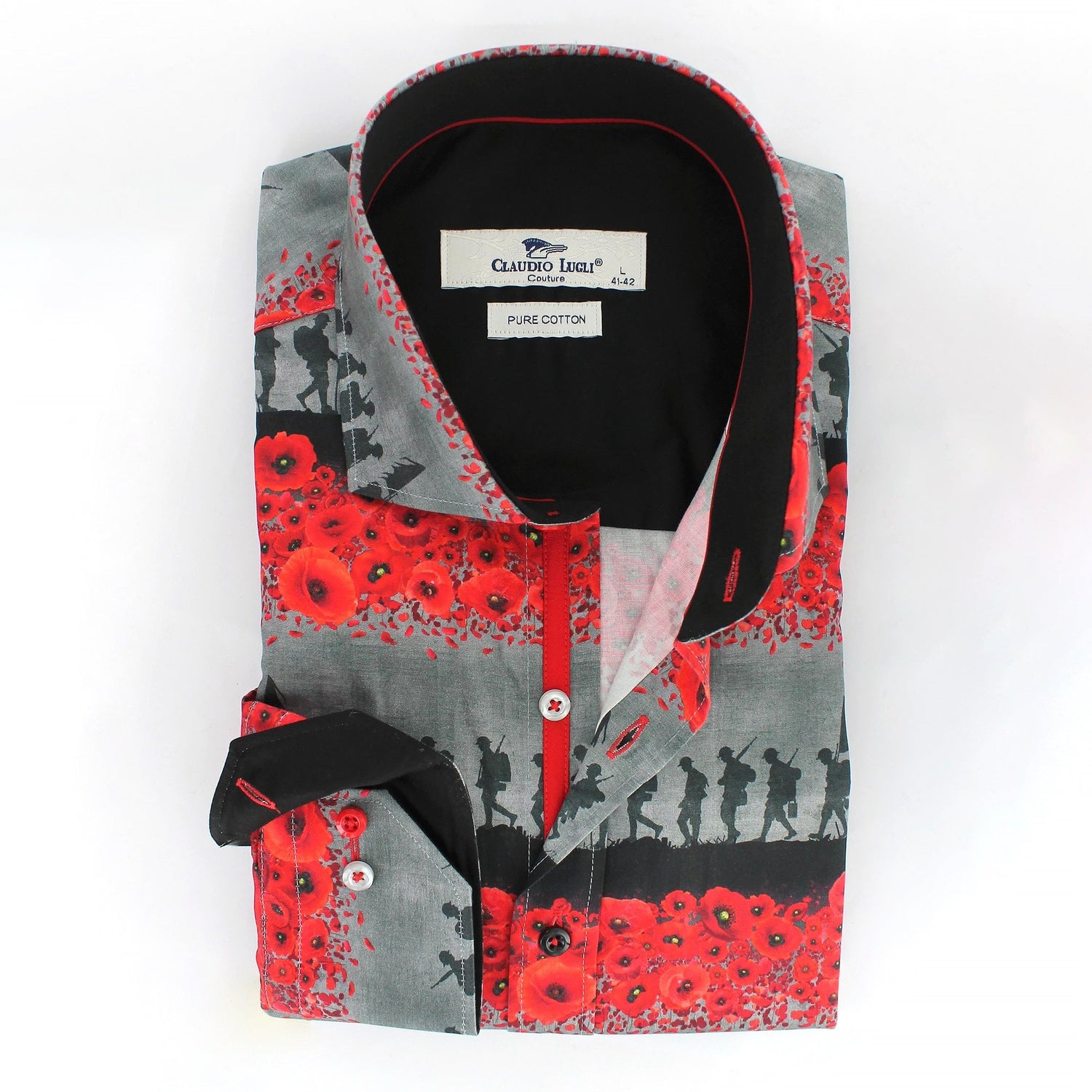 FLANDERS FIELDS COMMEMORATIVE PRINT SHIRT - Premium Men's Patterned Shirt by Claudio Lugli | Bold Design, Tailored Fit, Best Printed Shirts