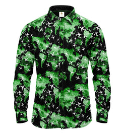 FLIGHT MAP SATIN COTTON PRINTED SHIRT - Claudio Lugli Shirts