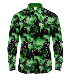 FLIGHT MAP SATIN COTTON PRINTED SHIRT - Claudio Lugli Shirts