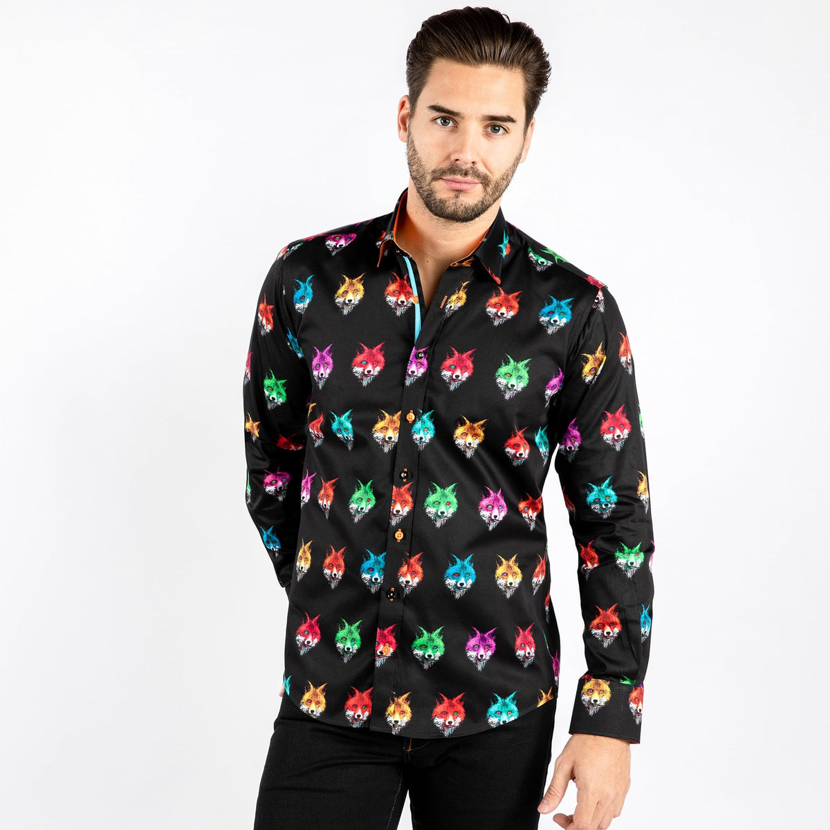Foxes Bejeweled Print Shirt