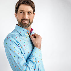 GELATO CONES ON PIN STRIPE PRINT SHIRT – Premium Men's Patterned Shirt by Claudio Lugli | Bold Design, Tailored Fit, Best Printed Shirts