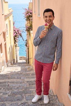 Gelato Cones on Pin Stripe Print Shirt - Claudio Lugli Shirts