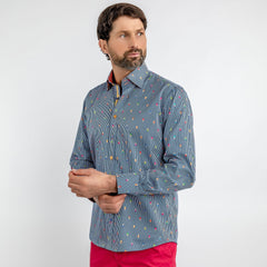 GELATO CONES ON PIN STRIPE PRINT SHIRT – Premium Men's Patterned Shirt by Claudio Lugli | Bold Design, Tailored Fit, Best Printed Shirts