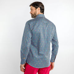 GELATO CONES ON PIN STRIPE PRINT SHIRT – Premium Men's Patterned Shirt by Claudio Lugli | Bold Design, Tailored Fit, Best Printed Shirts