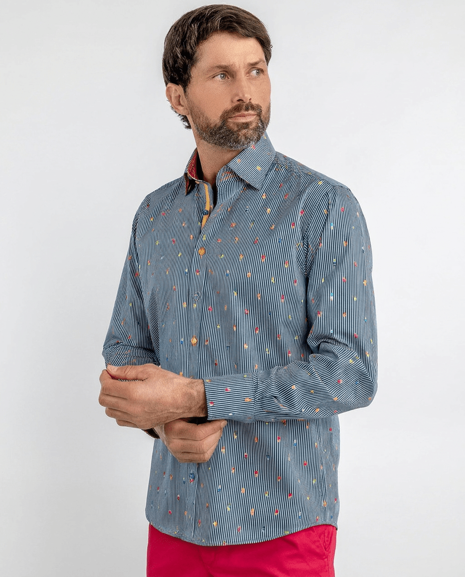 Gelato Cones on Pin Stripe Print Shirt - Claudio Lugli Shirts