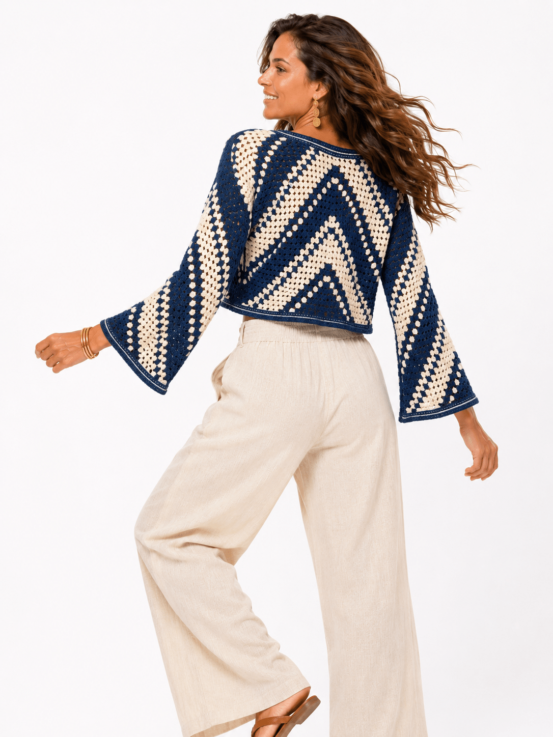 GEOMETRIC STRIPE ACRYLIC KNIT WOMEN'S JUMPER - Claudio Lugli Shirts