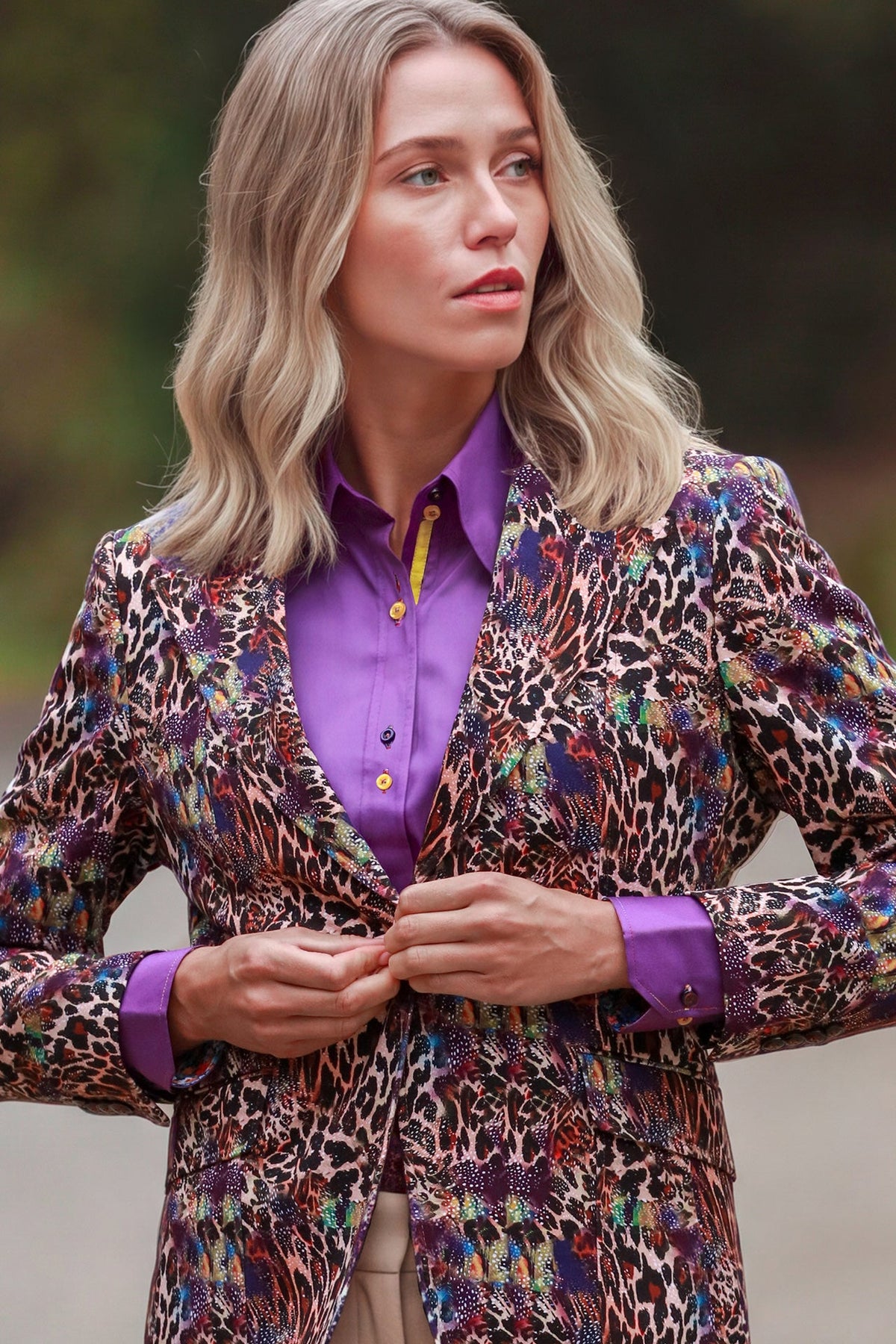 Claudio Lugli Gilded Instinct Leopard Print Blazer, gold and black leopard-print blazer, front view