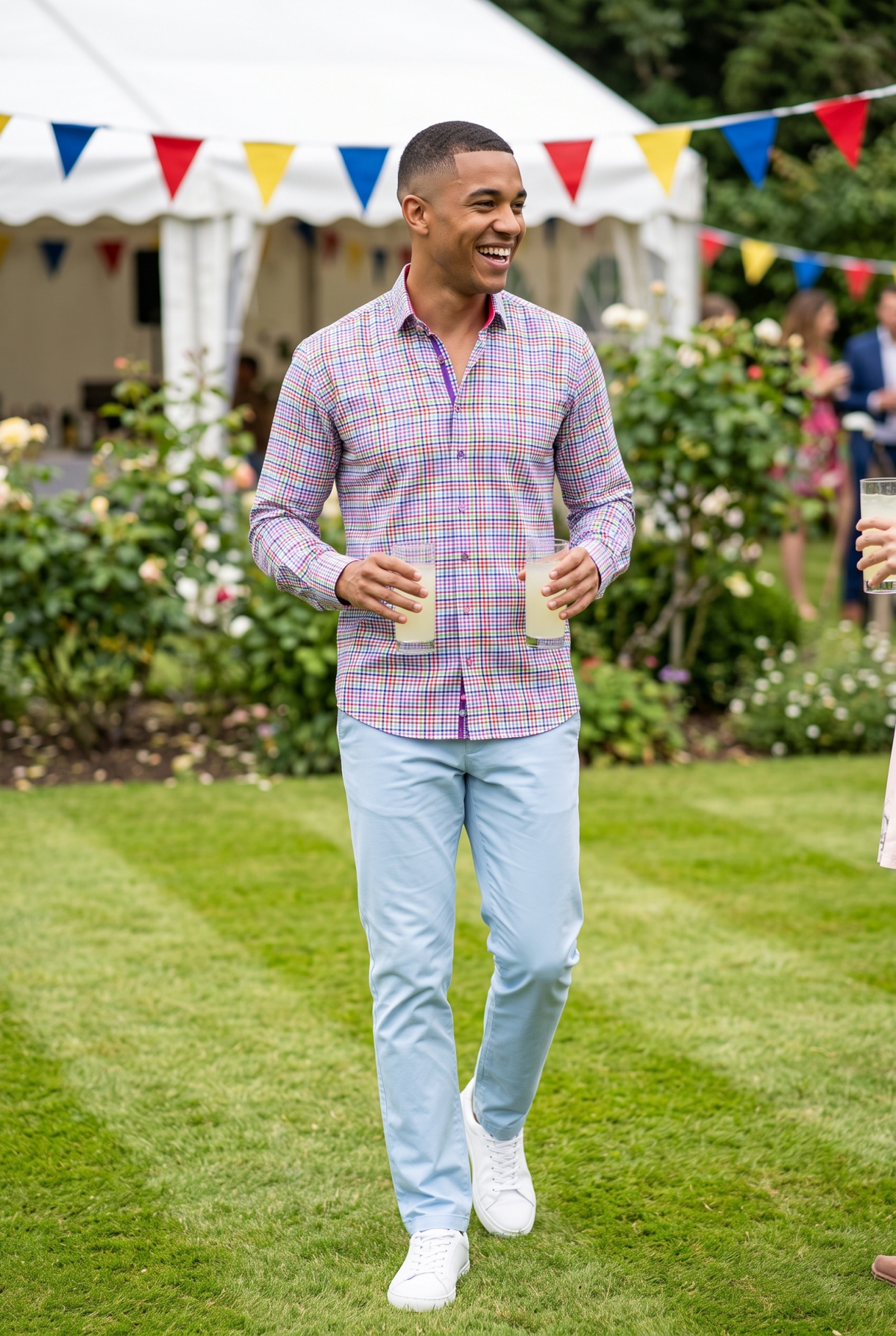 Gingham Check Shirt with Pink Insert - Claudio Lugli Shirts
