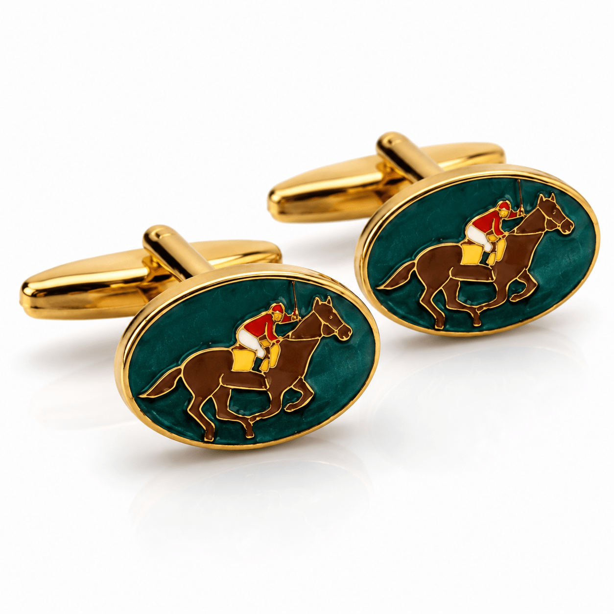 GOLD HORSE RACING NOVELTY CUFFLINKS BY VAN BUCK - Claudio Lugli Shirts