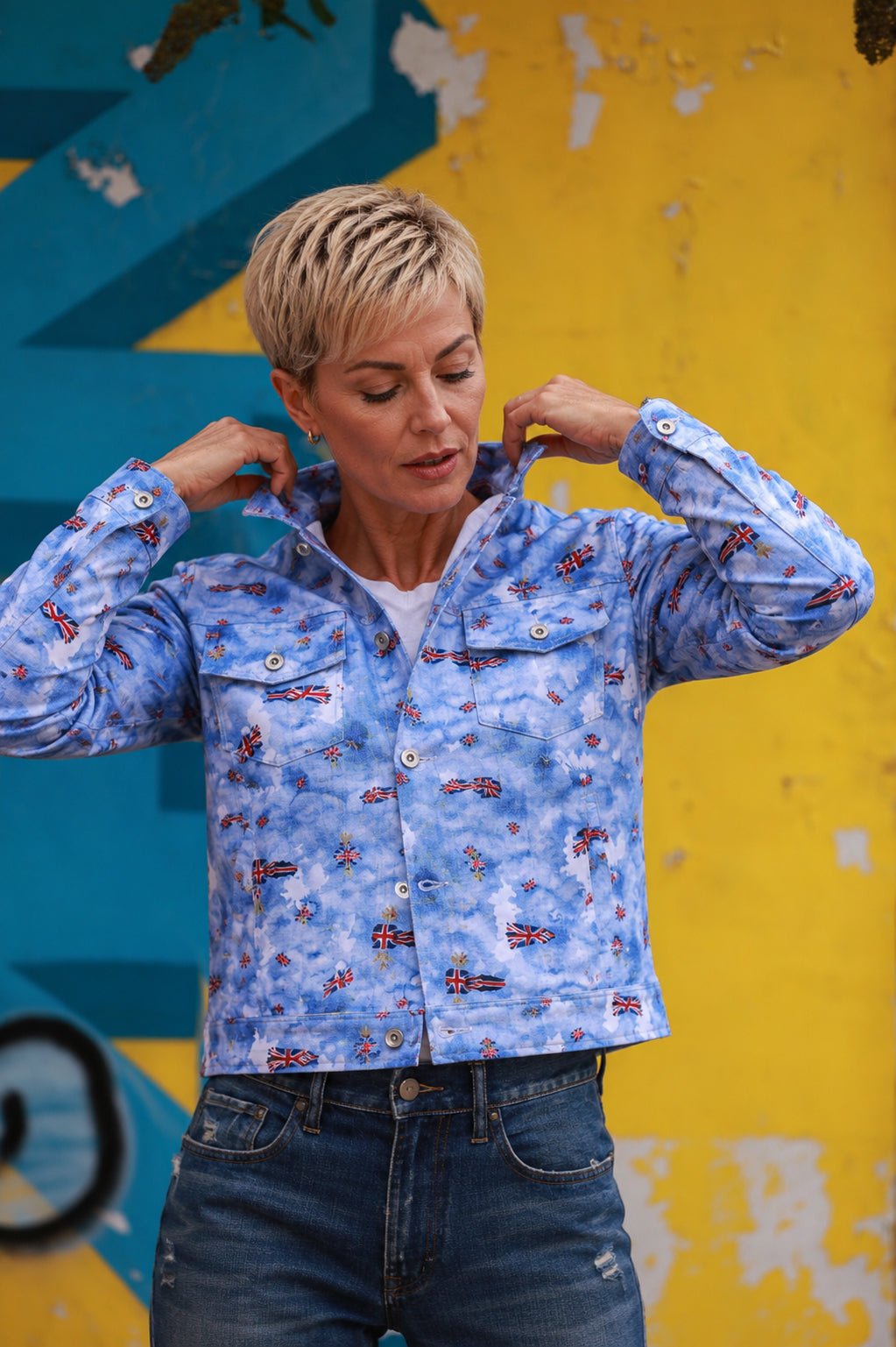 Great Britain Print Denim Cotton Shacket - Claudio Lugli Shirts