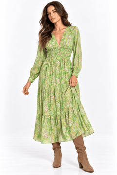 Green Floral Maxi Dress - Claudio Lugli Shirts