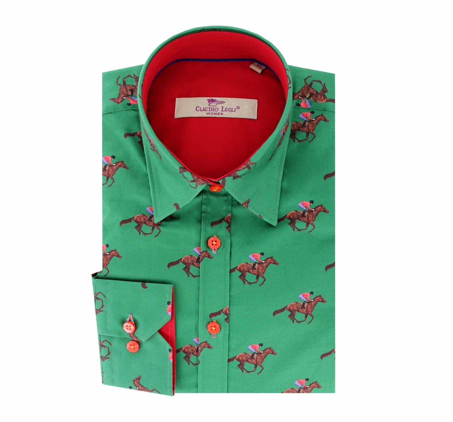 GREEN HORSE PRINT LADIES SHIRT - Claudio Lugli Shirts