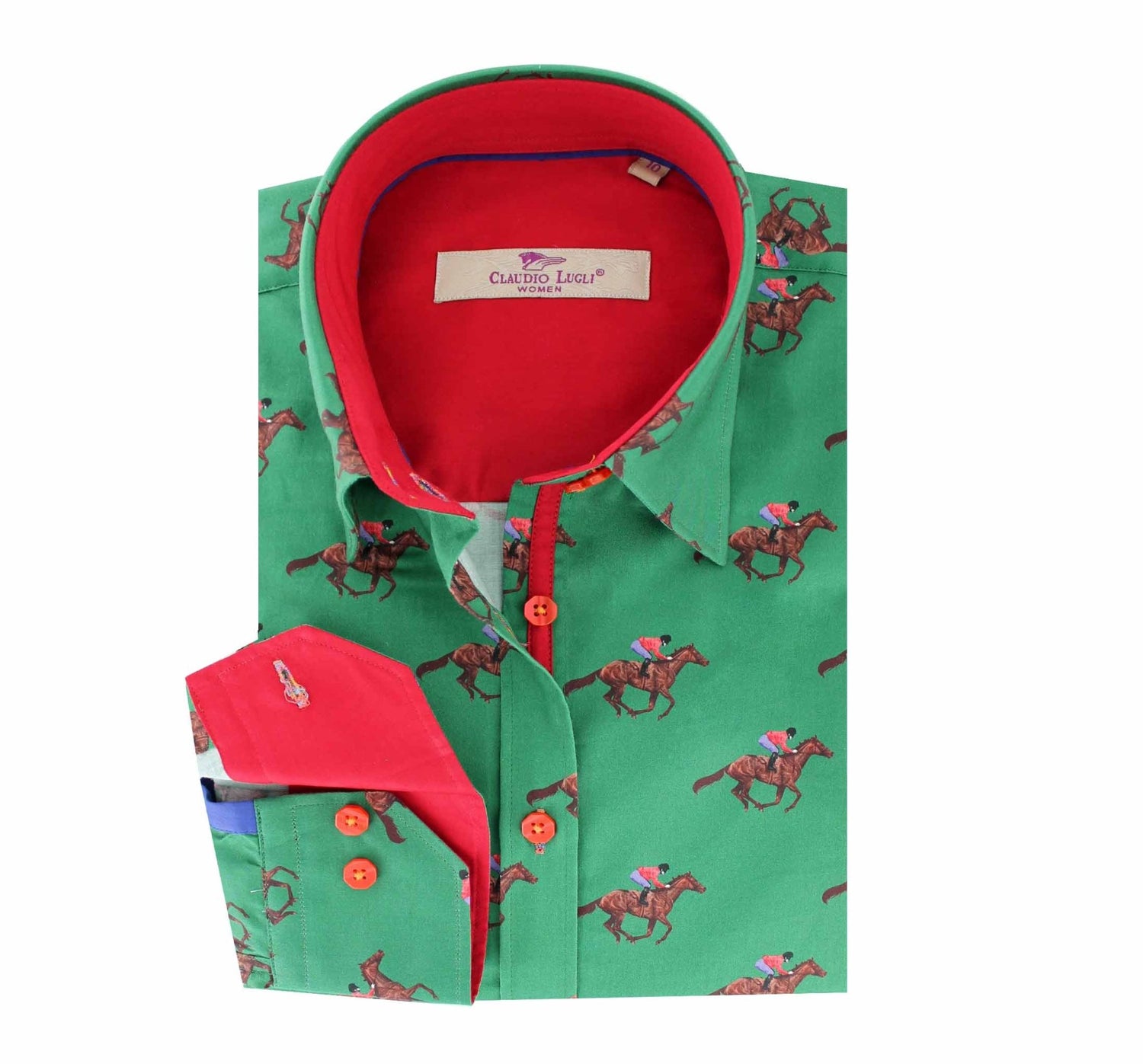 GREEN HORSE PRINT LADIES SHIRT - Claudio Lugli Shirts
