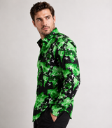 CAMICIA IN COTONE SATINATO CON STAMPA "FLIGHT MAP"