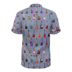 GUITAR STRIPE PRINT SHORT SLEEVE SHIRT - Premium Men's Patterned Shirt by Claudio Lugli | Bold Design, Tailored Fit, Best Printed Shirts