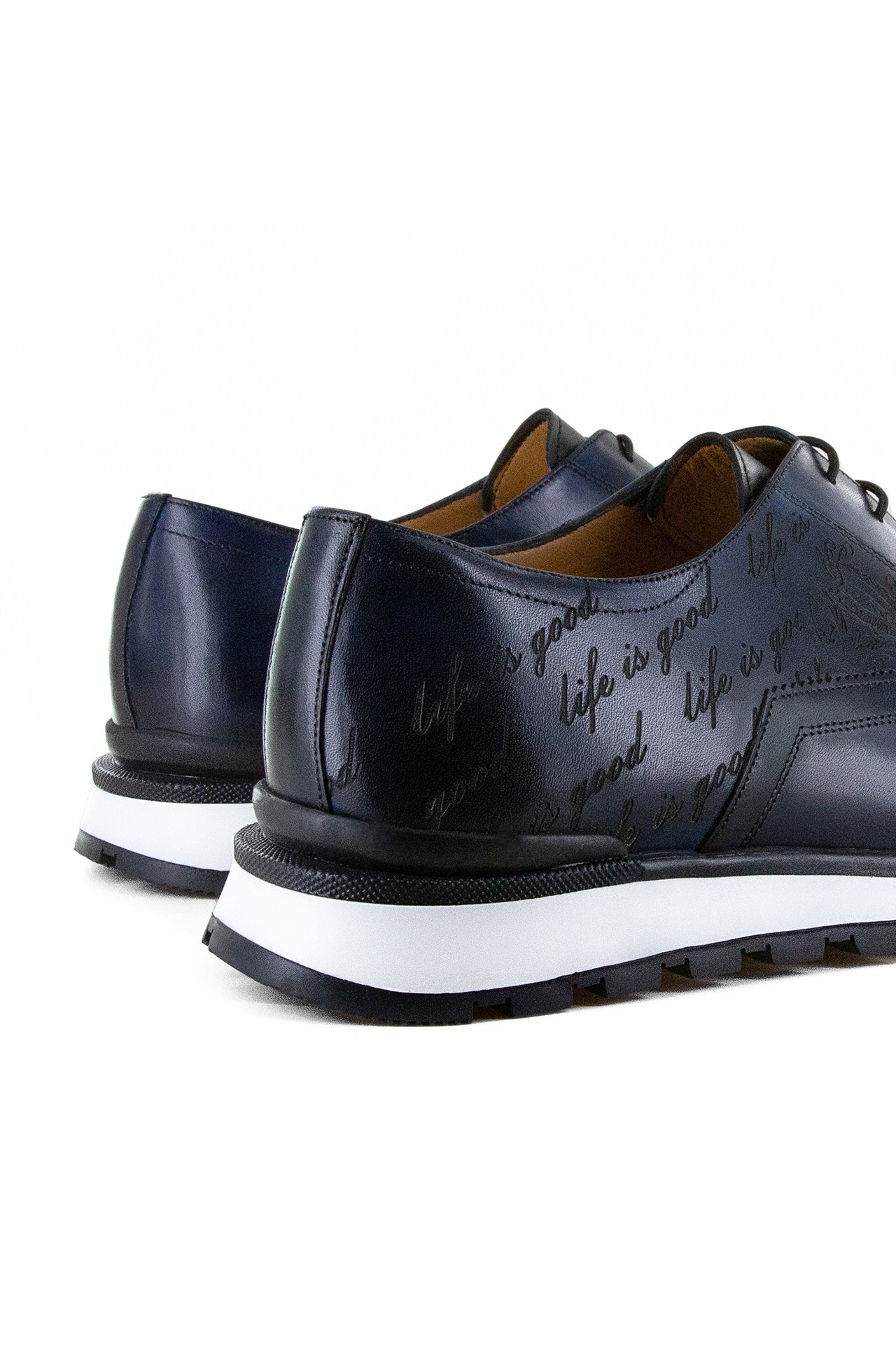 HAND PAINTED ENGRAVED CLASSIC LEATHER TRAINERS - Premium Men's Patterned Shirt by Claudio Lugli | Bold Design, Tailored Fit, Best Printed Shirts