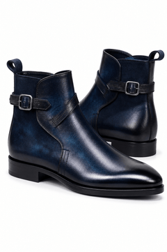 Claudio Lugli Hand-Painted Blue Leather Boots — men's statement footwear