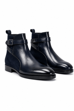Claudio Lugli Hand-Painted Blue Suede & Leather Boots — men's statement footwear