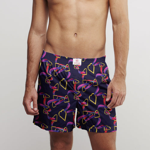 10 Paia Di Boxer Uomo In Cotone Classico - Fantasia Quadri E Cuori - Intimo Nuovo Con Etichette