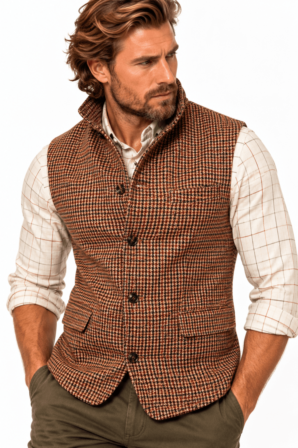 Heritage Houndstooth Sleeveless Jacket - Claudio Lugli Shirts