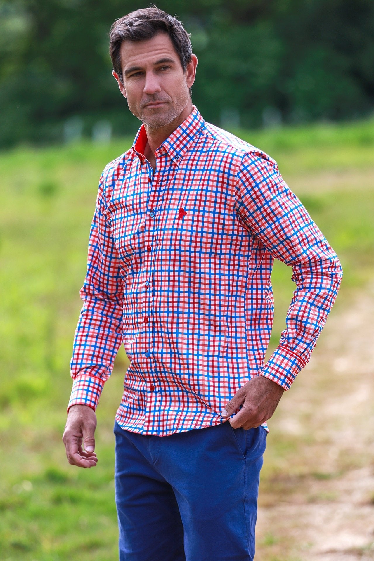 HERITAGE TATTERSALL CHECK CL2537 BLUE - Claudio Lugli Shirts