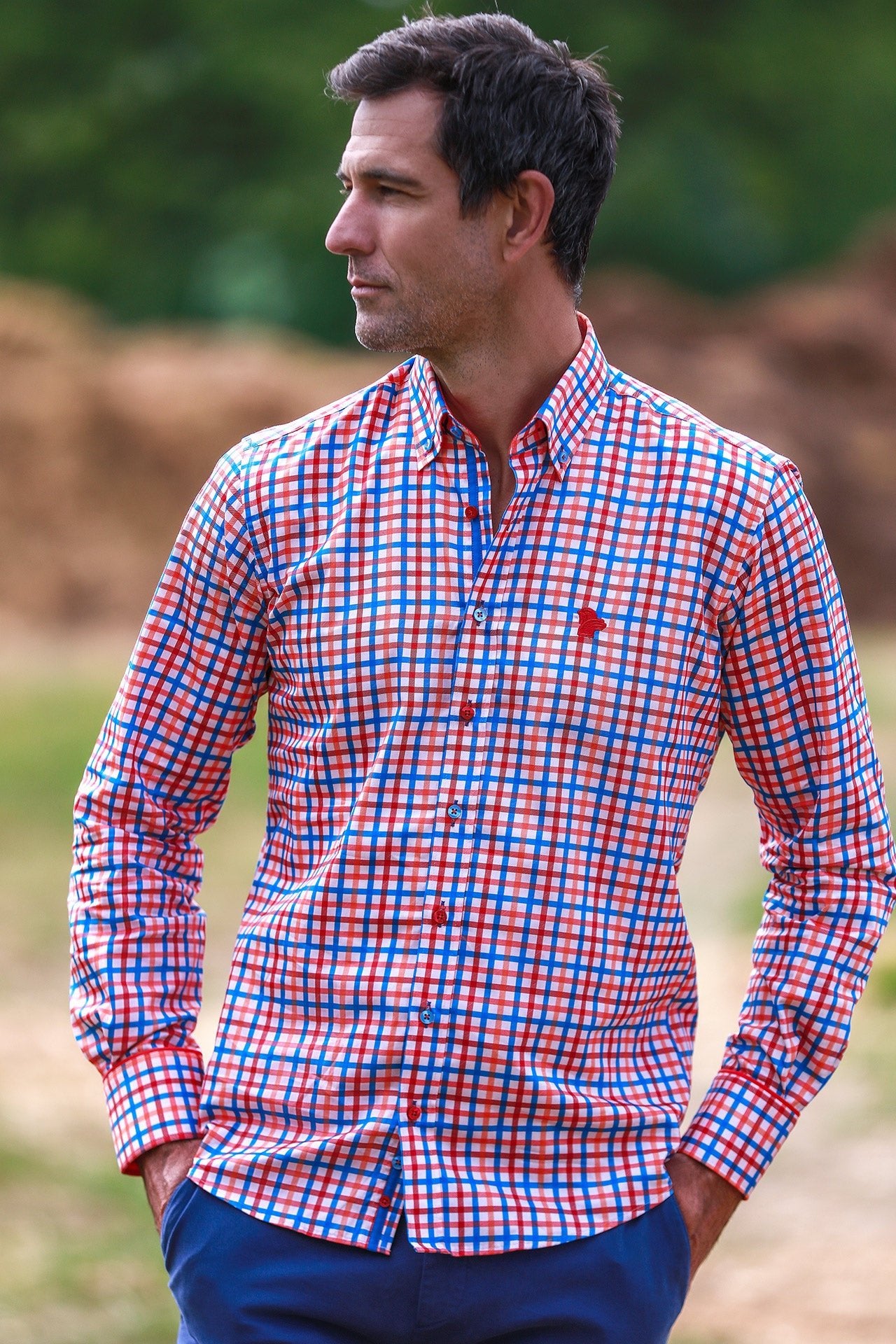 HERITAGE TATTERSALL CHECK CL2537 BLUE - Claudio Lugli Shirts