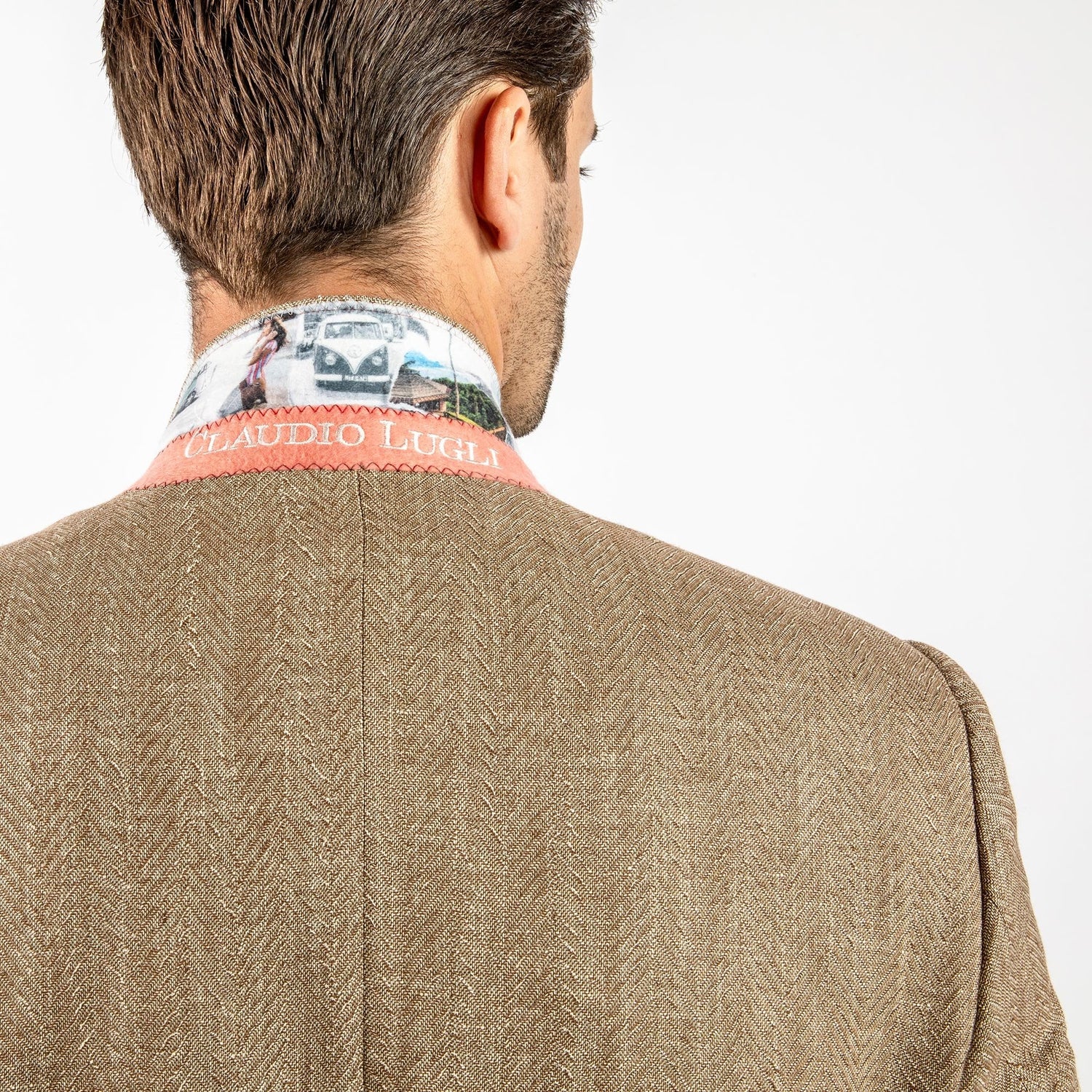 HERRINGBONE LIGHTWEIGHT SUMMER JACKET - Premium Men's Patterned Shirt by Claudio Lugli | Bold Design, Tailored Fit, Best Printed Shirts