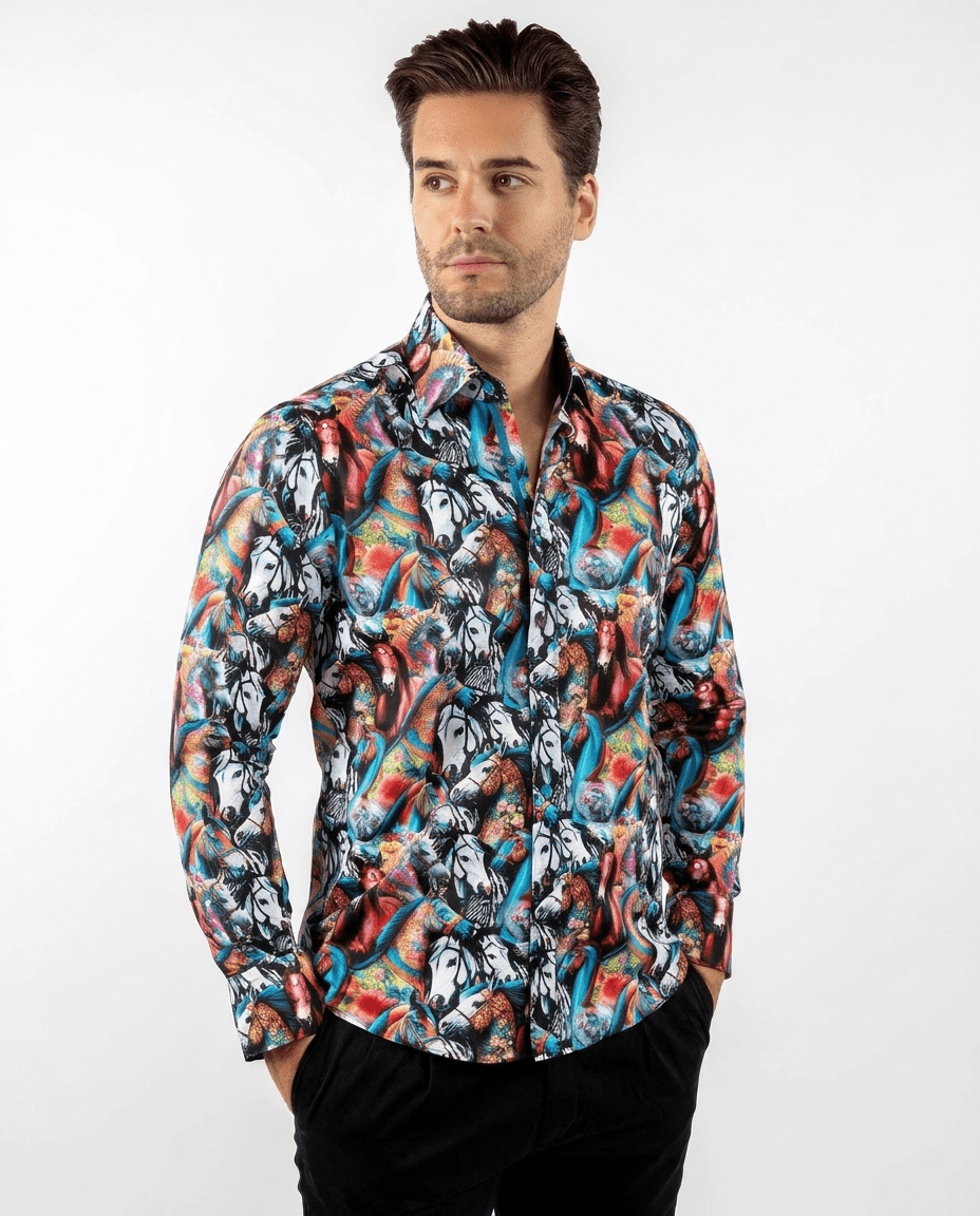 Horses of Neptune Print Shirt - Claudio Lugli Shirts