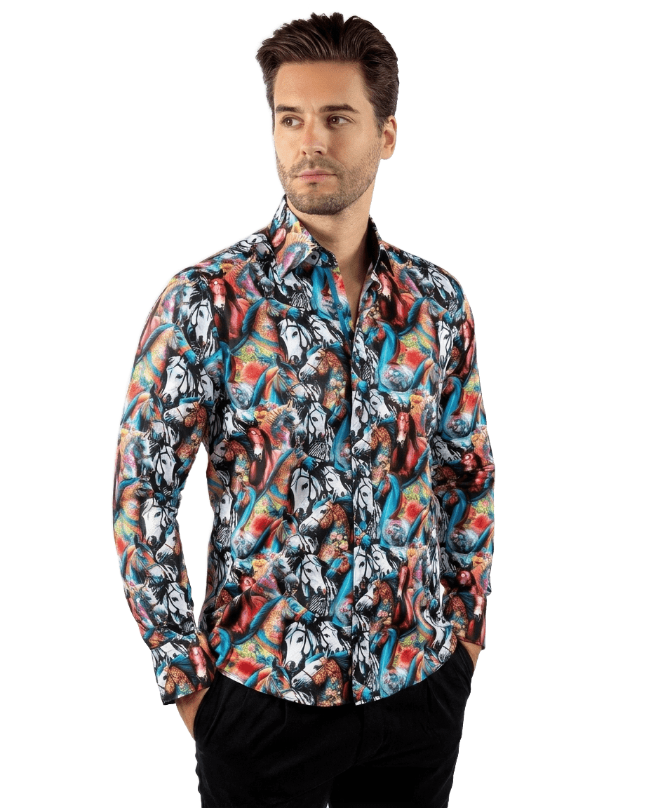 Horses of Neptune Print Shirt - Claudio Lugli Shirts