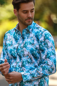 HORSES OF THE TEMPEST PRINT SHIRT - Claudio Lugli Shirts